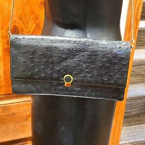 Fabulous ostrich clutch w/  box chain strap